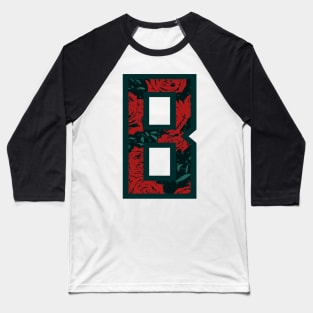 Modern Rose Floral Initial Name Alphabet - Letter B Baseball T-Shirt